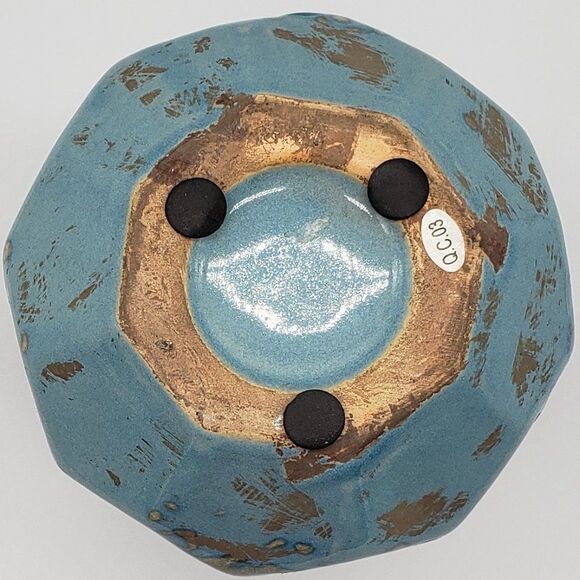 Studio Art Powder Blue Art Pottery Octagonal Faceted Vase - Picture 5 of 10